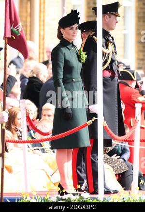 The Duke of Cambridge, accompanied by The Duchess of Cambridge, visit the 1st Battalion Irish Guards at their St. Patrick's Day Parade, Cavalry Barracks, Hounslow. Picture credit should read: Doug Peters/EMPICS Stock Photo