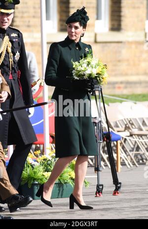 The Duke of Cambridge, accompanied by The Duchess of Cambridge, visit the 1st Battalion Irish Guards at their St. Patrick's Day Parade, Cavalry Barracks, Hounslow. Picture credit should read: Doug Peters/EMPICS Stock Photo