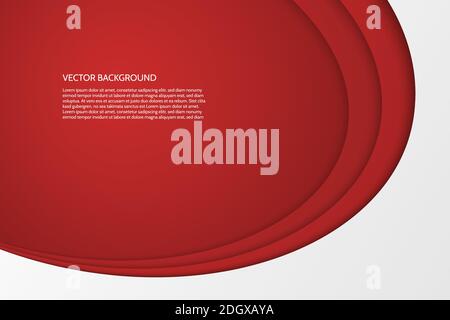 Vector modern simple oval red and white background with paper effect. 3D ovals with soft shadows. Sample text. Stock Vector