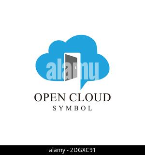 cloud symbol opens with a black door icon Stock Vector