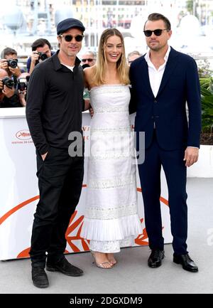 Brad Pitt (left), Margot Robbie and Leonardo DiCaprio attending the Once Upon a Time in Hollywood Photocall, during the 72nd Cannes Film Festival. Picture credit should read: Doug Peters/EMPICS Stock Photo