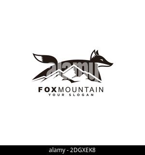 Fox mountain logo template design Stock Vector