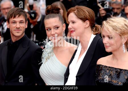 Gaspard Ulliel (left), Adele Exarchopoulos, Justine Triet and Virginie Efira attending the Sibyl premiere during the 72nd Cannes Film Festival. Picture credit should read: Doug Peters/EMPICS Stock Photo