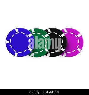 Various casino chips, isolated on white background. The color indicates the denomination in dollars. 3D style, vector illustration. Stock Vector
