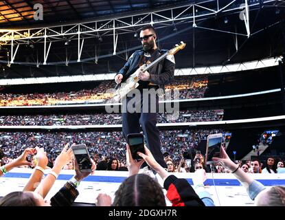 Adam Levine of Maroon 5 on stage during Capital's Summertime Ball. The world's biggest stars perform live for 80,000 Capital listeners at Wembley Stadium at the UK's biggest summer party. Picture Credit Should Read: Doug Peters/EMPICS Stock Photo