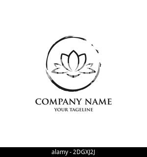 symbolis yoga icon with lotus flower Stock Vector