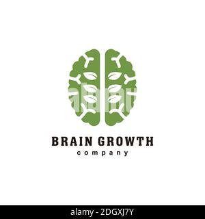illustration brain nature icon logo leaf Stock Vector