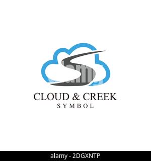 illustration of cloud and river icon Stock Vector