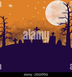 Night Halloween with cross Logo Design Template Stock Vector