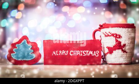 Knitting seamless pattern witch drcoration knitting stylish text. Stock Photo