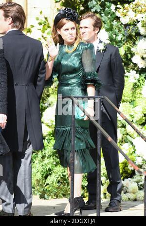 Princess Beatrice arriving at the wedding of Ellie Goulding and