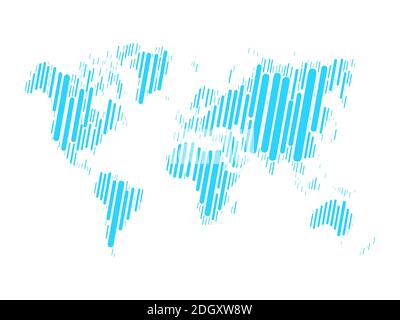 World map mosaic of blue blocks with rounded corners on white background. Vector map of the World. Modern background world design. Stock Vector