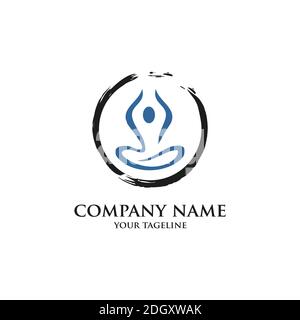 symbolis yoga icon with Circle Focus Center Stock Vector