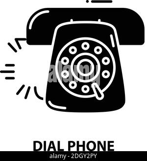 dial phone icon, black vector sign with editable strokes, concept illustration Stock Vector