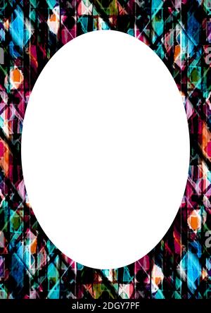 White Frame With Abstract Decorated Rounded Borders Stock Photo