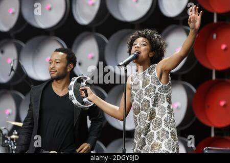 Corinne Bailey Rae live at the Live Earth London Concert, Wembley Stadium, London. Stock Photo