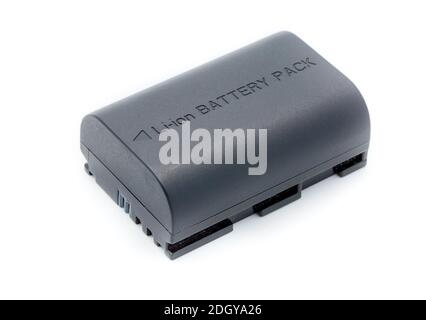focus on typical Digital SLR li-ion battery isolated on white background Stock Photo