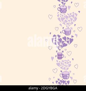 Seamless tea time on a beige background. Stock Vector