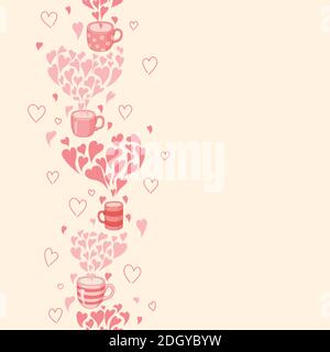 Seamless tea time on a beige background. Stock Vector