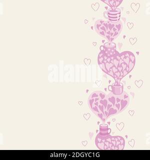 Seamless tea time on a beige background. Stock Vector
