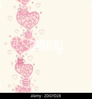 Seamless tea time on a beige background. Stock Vector