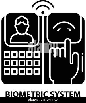 biometric system icon, black vector sign with editable strokes, concept illustration Stock Vector