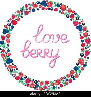frame in the shape of a circle of berries and leaves. Stock Vector