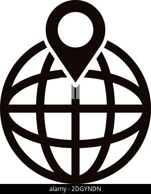 sphere browser with pin location block style icon vector illustration design Stock Vector