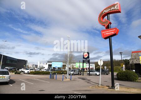 Pizza Hut. Restaurant shown Roaring Meg retail park, Stevenage, Hertfordshire. Photo credit should read: Doug Peters/EMPICS Stock Photo