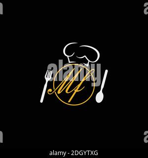 letter MF logo symbol icon design restaurant Stock Vector