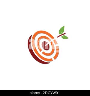 Target with two leaves logo icon symbol illustration Stock Vector