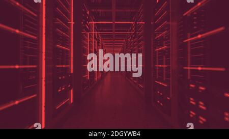 Data center red lights alert Stock Photo