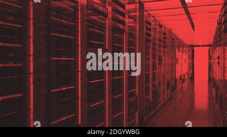 Data center red lights alert Stock Photo
