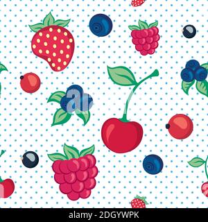 seamless pattern with berries on a white background. Stock Vector