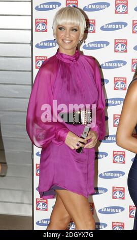 Sarah Harding from Girls Aloud launches of the Samsung F210 Purple phone, at Phones 4U on Oxford Street, central London. Stock Photo