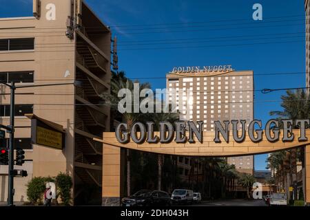 Entrance to the Golden Nugget Hotel and Casino, Las Vegas, Nevada. Stock Photo