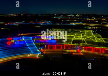 Christmas lights abstract image with a drone Stock Photo