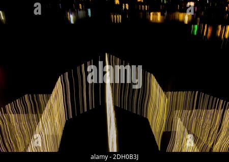 Christmas lights abstract image with a drone Stock Photo