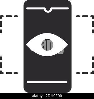 augmented reality smartphone interaction eye vector illustration silhouette style Stock Vector