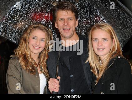 Andrew Castle and daughters arrive for premiere of 'Madagascar: Escape 2 Africa' at the Empire, Leicester Square, London. Stock Photo