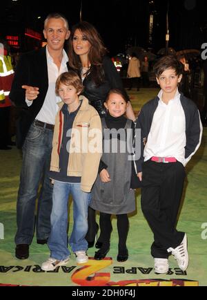 Danielle Bux, Gary Lineker and his children arriving at the UK Premiere of Madagasgar 2, Empire Cinema, Leicester Square, London. Stock Photo