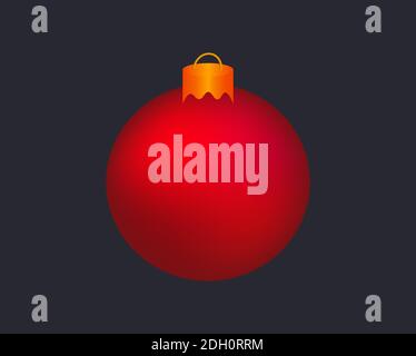 Red Christmas Ball on black background. Vector Illustration.  Stock Vector