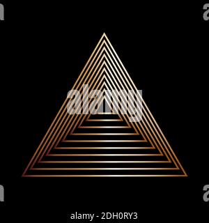 Abstract stylized metal triangle on a black background. Clipart for your creativity. Vector. Stock Vector