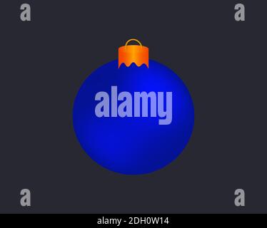 Beautiful Blue Christmas Ball on black background. Stock Vector