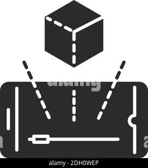 augmented reality smartphone view cube 3d vector illustration silhouette style Stock Vector