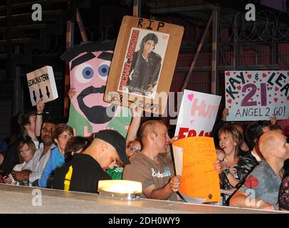 A Michael Jackson tribute poster is seen at the Big Brother eviction, Elstree Studios, Borehamwood, Hertfordshire. Stock Photo