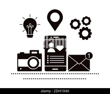 profile avatar with heart in smartphone block style icon vector illustration design Stock Vector