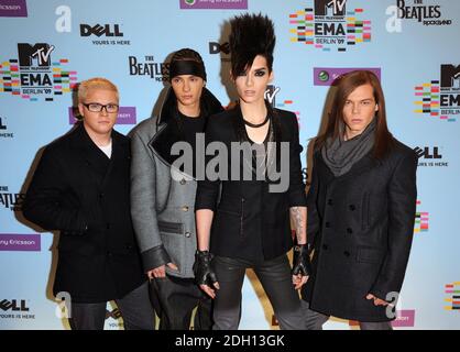 Tokio Hotel arriving for the 2009 MTV Europe Music Awards at the O2 World in Berlin, Germany. Stock Photo