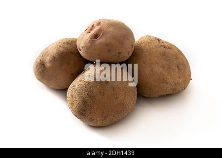 Raw potatoes isolated on white background Stock Photo