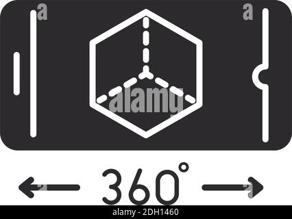 augmented reality smartphone simulation 360 degree vector illustration silhouette style Stock Vector